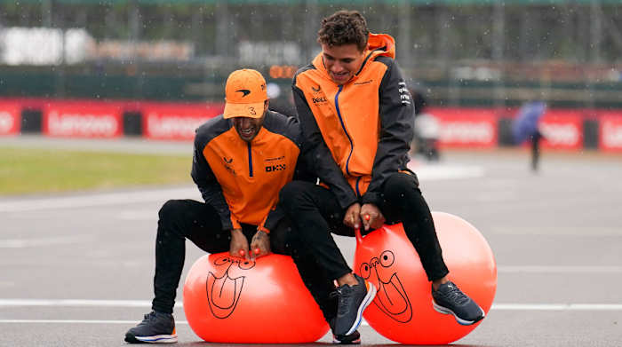Lando Norris on a space hopper, porpoising with Daniel Ricciardo during the FORMULA 1 LENOVO BRITISH GRAND PRIX at Silverstone Circuit, Silverstone, United Kingdom on 30 June 2022
